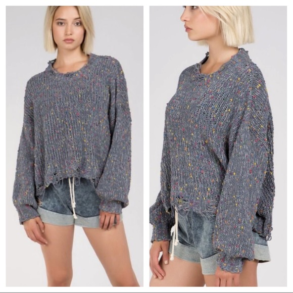 SOLD OUT- Cream Distressed Chenille Confetti - Picture 7 of 8